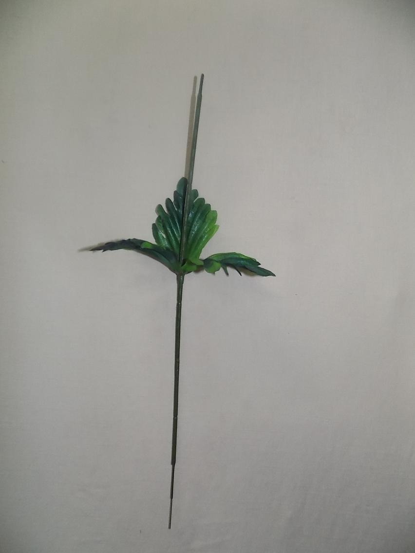 Стебель витой 42см с листом хризантемы (50 шт) №4652