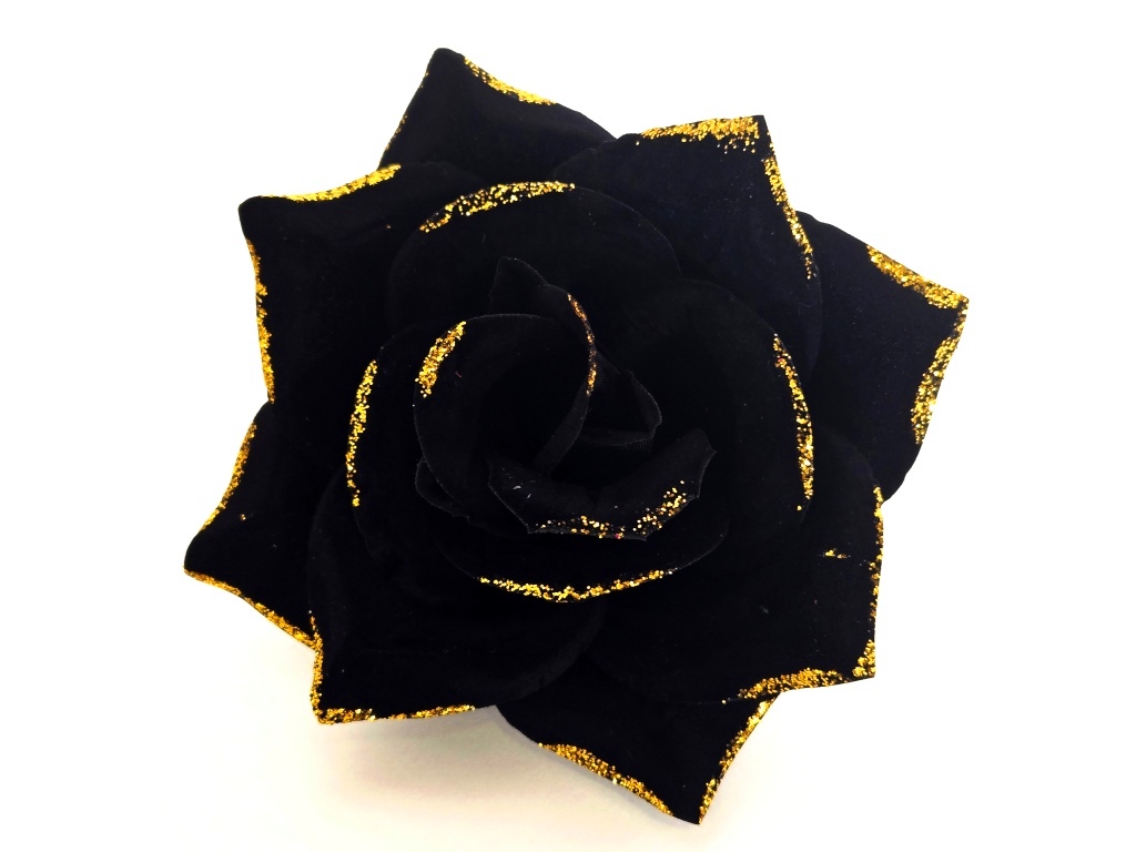 Роза бархатная черная с золотом 