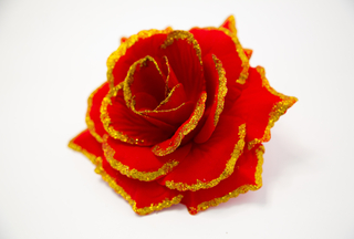 Роза бархатная крупная с золотом Силма 16см (60шт) №5791